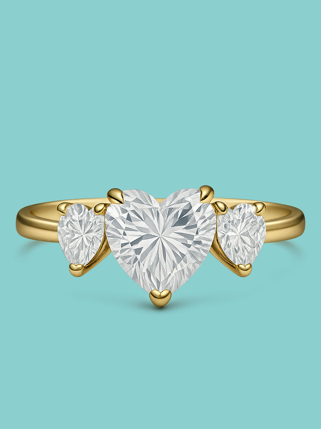 Heart Cut Three-Stone Lab Diamond Engagement Ring