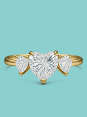 Heart Cut Three-Stone Lab Diamond Engagement Ring