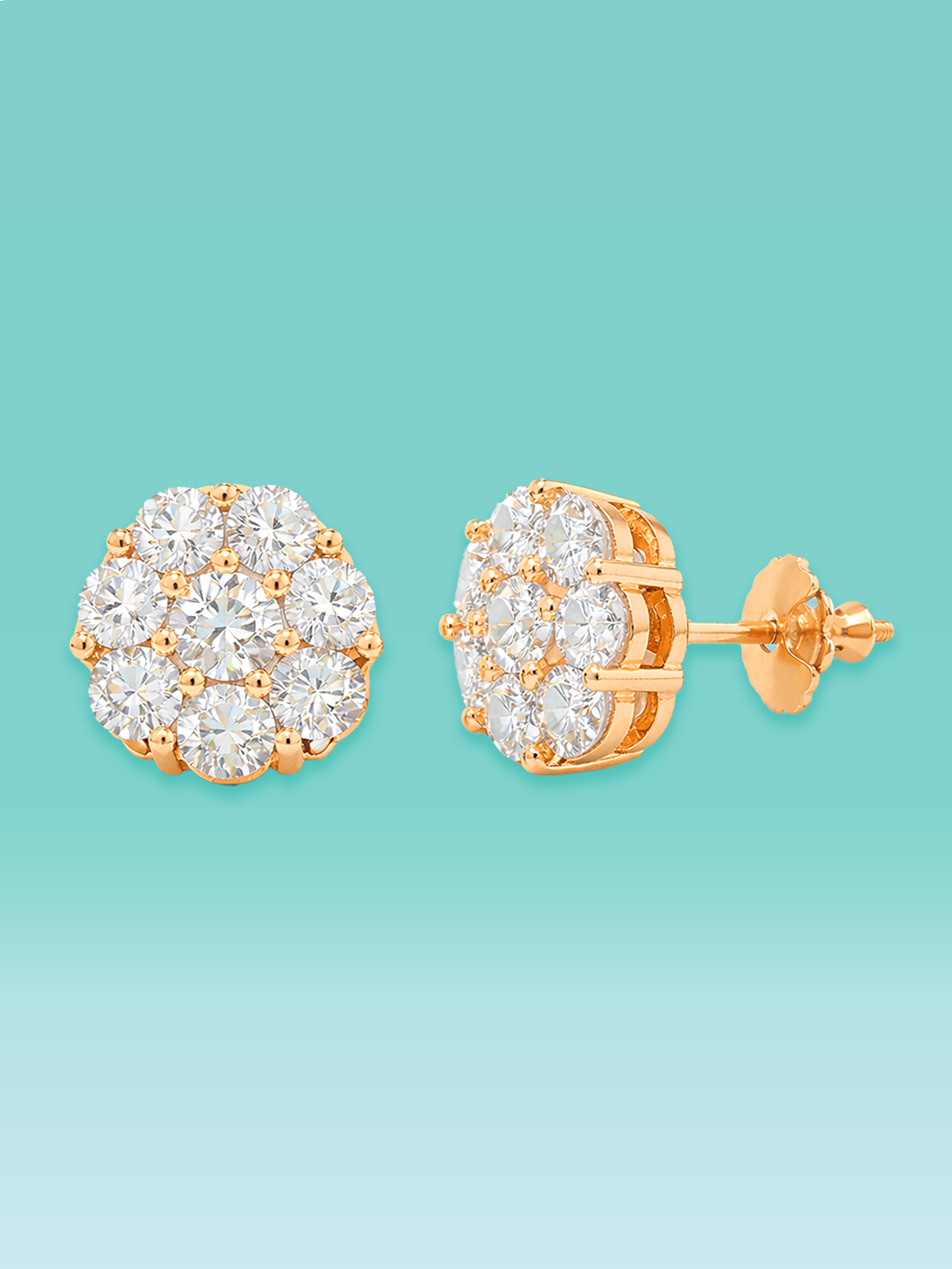 Heritage Flower Cluster Lab Diamond Stud Earrings