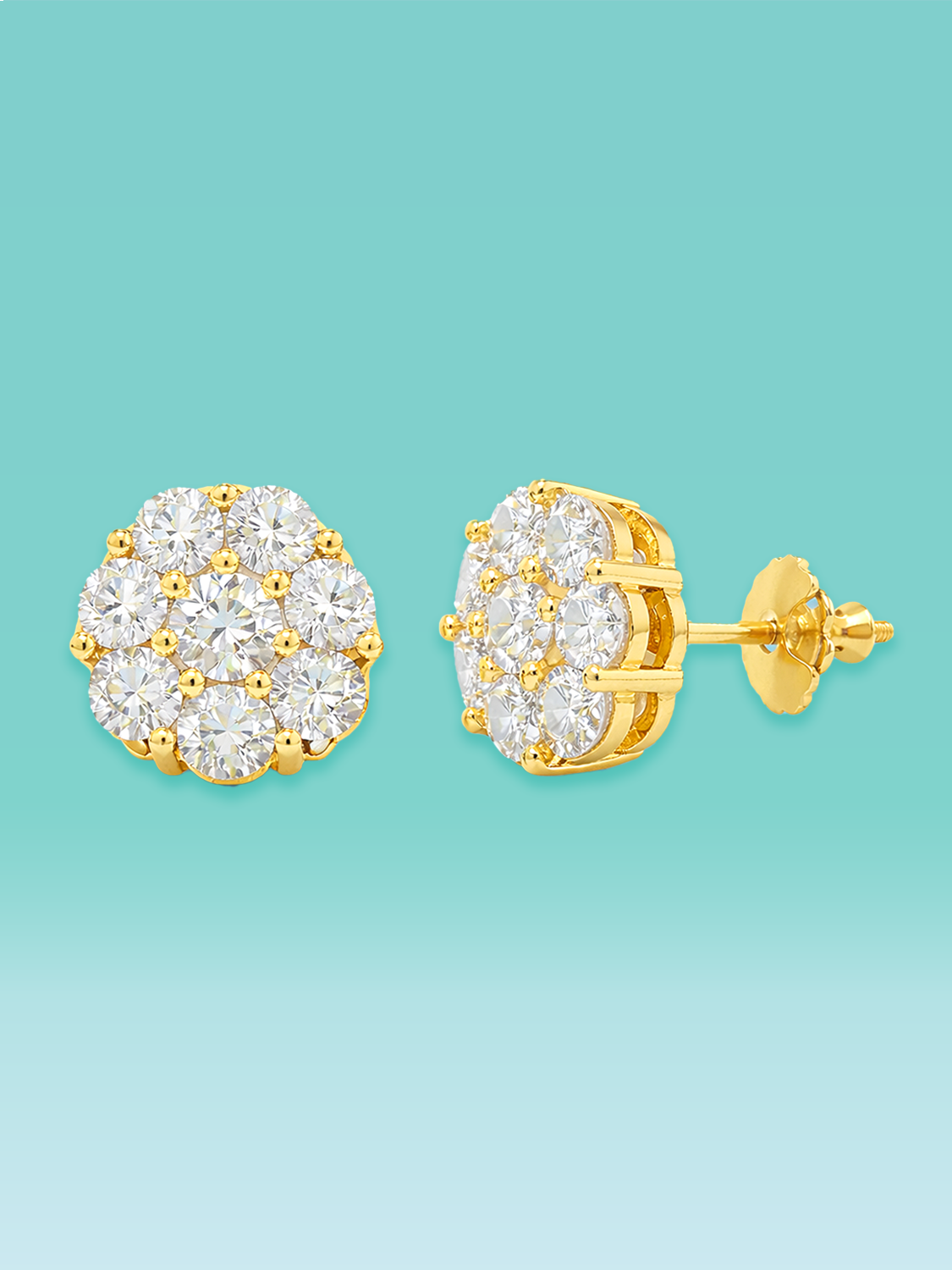 Heritage Flower Cluster Lab Diamond Stud Earrings