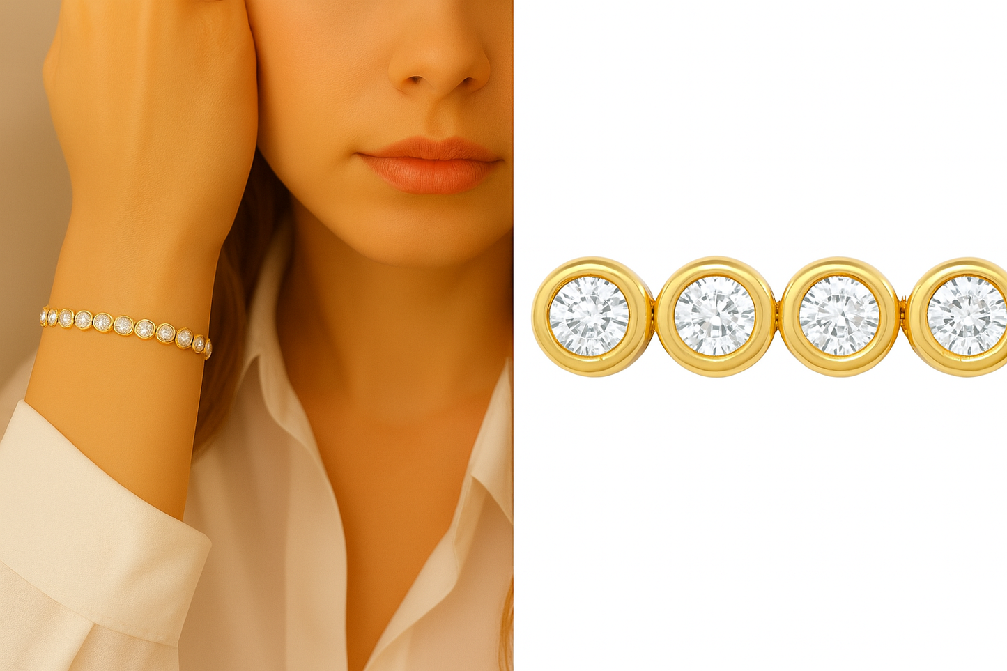 Bezel Tennis Bracelet 14K (7 inch)