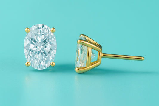 Oval Stud Earrings: IGI