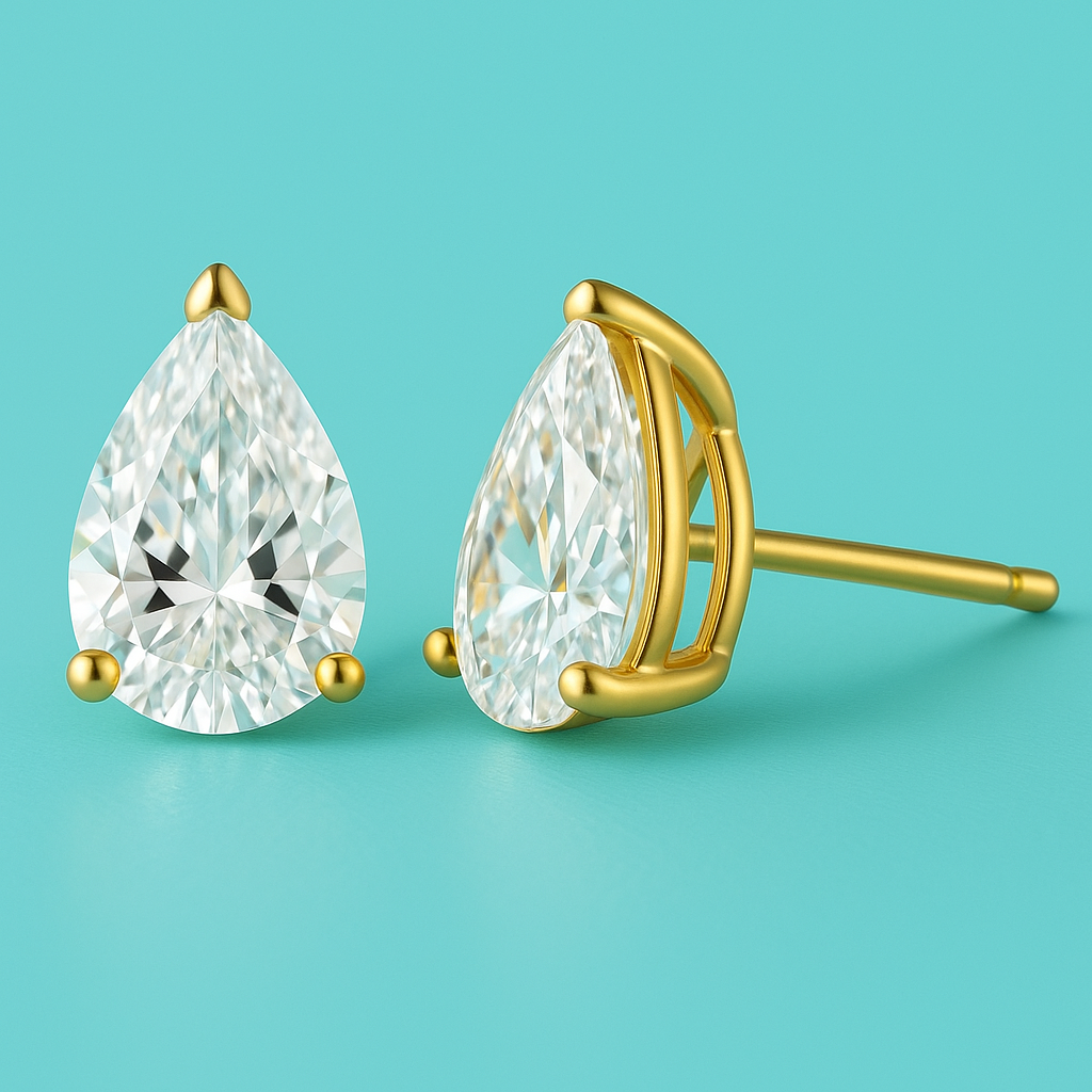 Pear Cut Lab Diamond Halo Pavé Stud Earrings