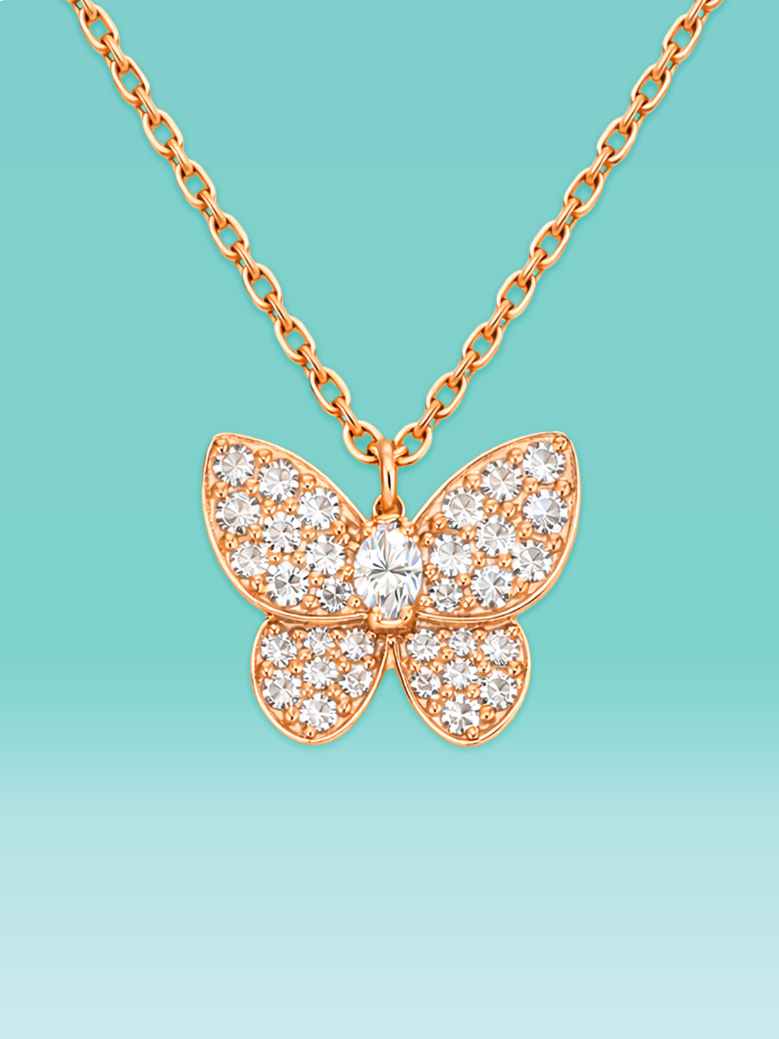 Lab Diamond Butterfly Pendant Necklace