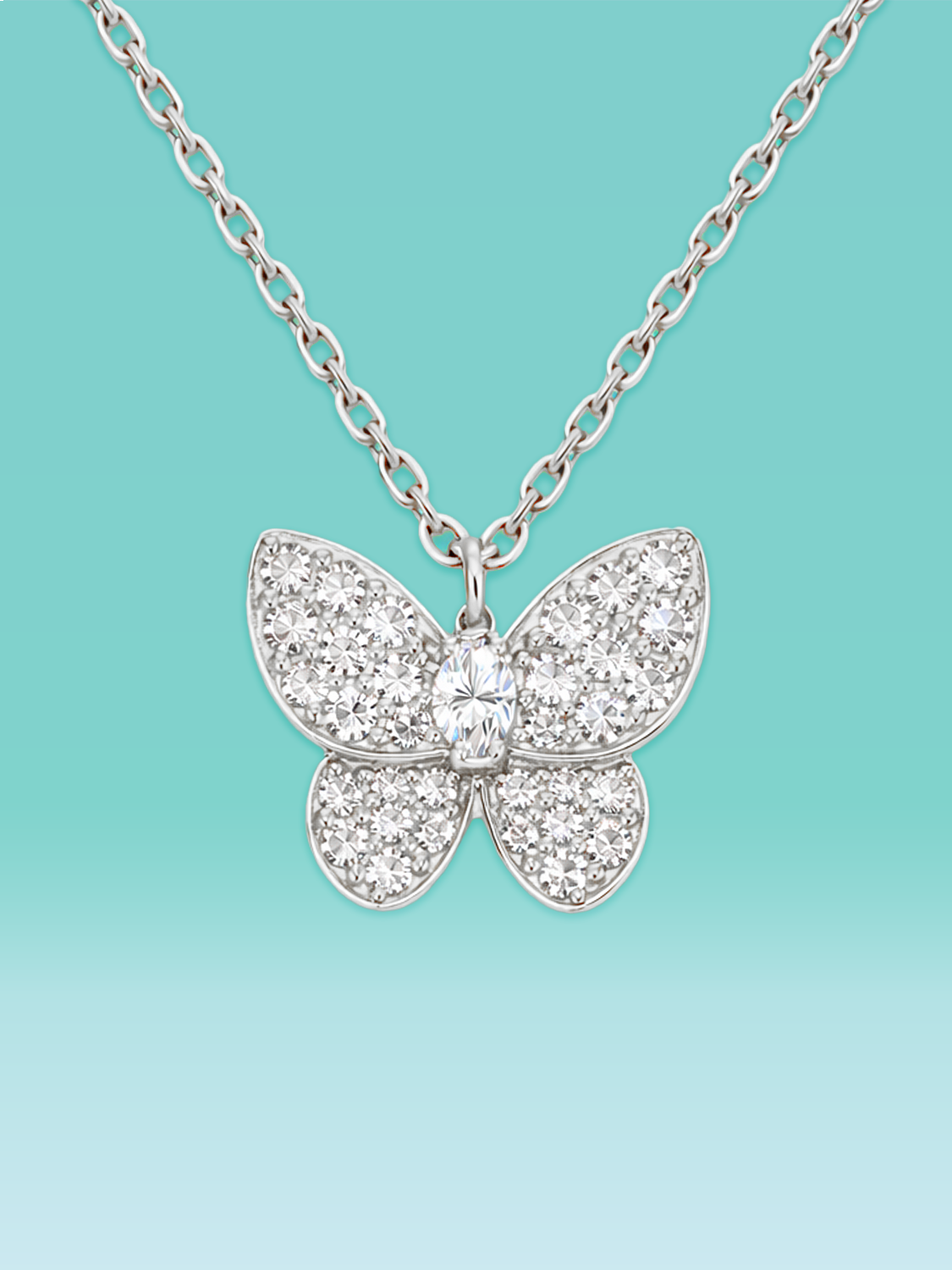 Lab Diamond Butterfly Pendant Necklace