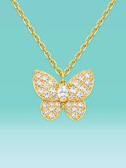 Lab Diamond Butterfly Pendant Necklace