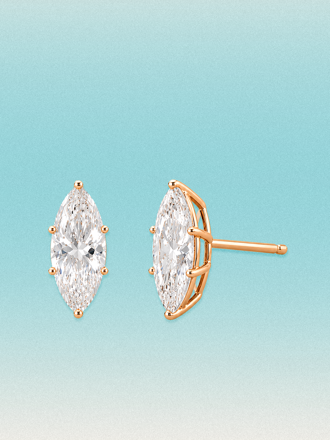 Bow Tie Lab Diamonds Marquise Cut Lab Grown Diamond Stud Earrings — lab-grown diamond earrings, shown in 14K rose gold.