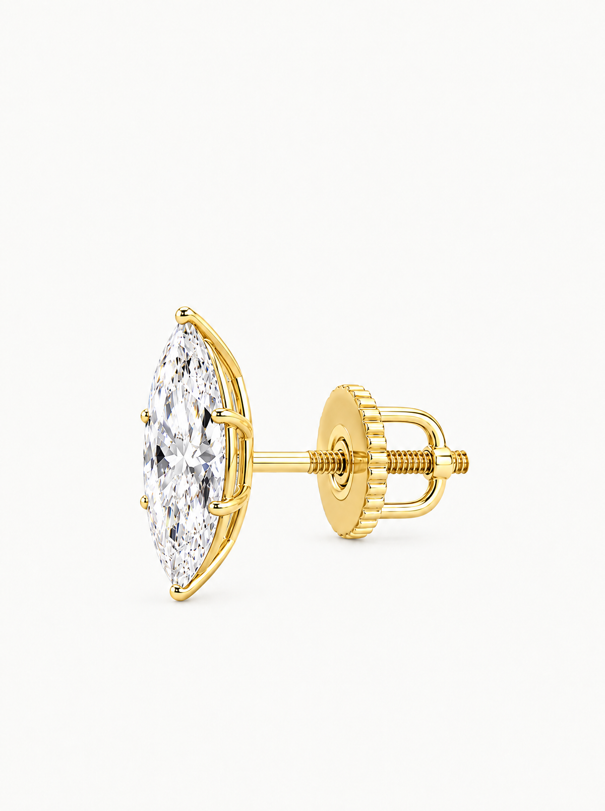 Marquise Cut Lab-Grown Diamond Stud Earrings, with screw back earring backs — Bow Tie Lab Diamonds