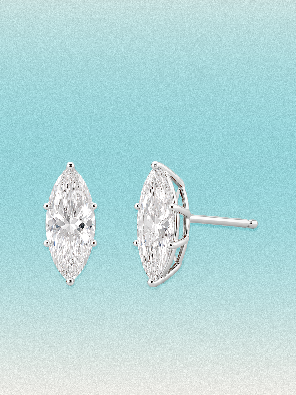 Bow Tie Lab Diamonds Marquise Cut Lab Grown Diamond Stud Earrings — lab-grown diamond earrings, shown in 14K white gold.