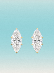 Bow Tie Lab Diamonds Marquise Cut Lab Grown Diamond Stud Earrings — lab-grown diamond earrings, shown in 14K yellow gold.