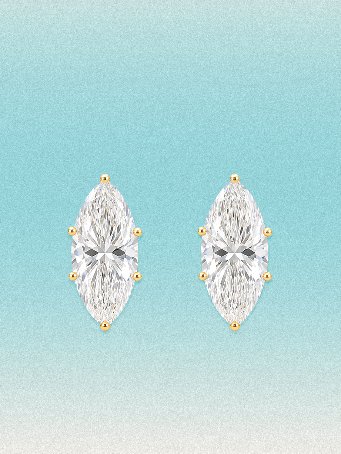 Bow Tie Lab Diamonds Marquise Cut Lab Grown Diamond Stud Earrings — lab-grown diamond earrings, shown in 14K yellow gold.