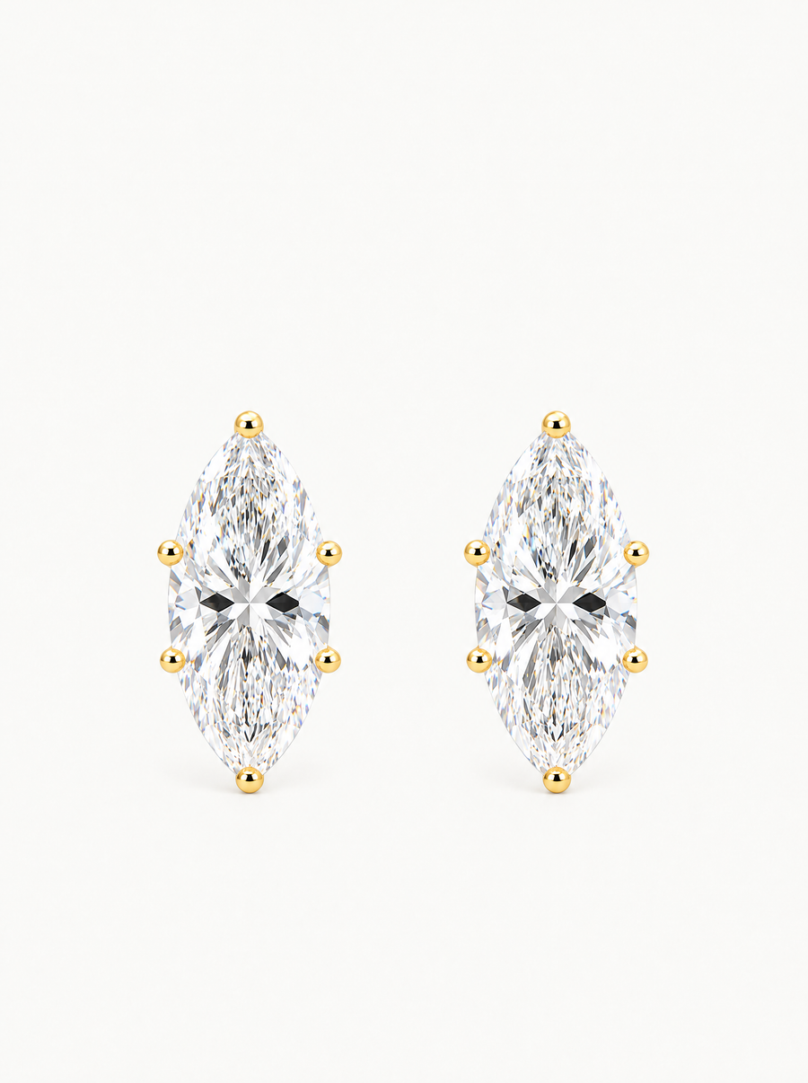 Marquise Cut Lab Grown Diamond Stud Earrings