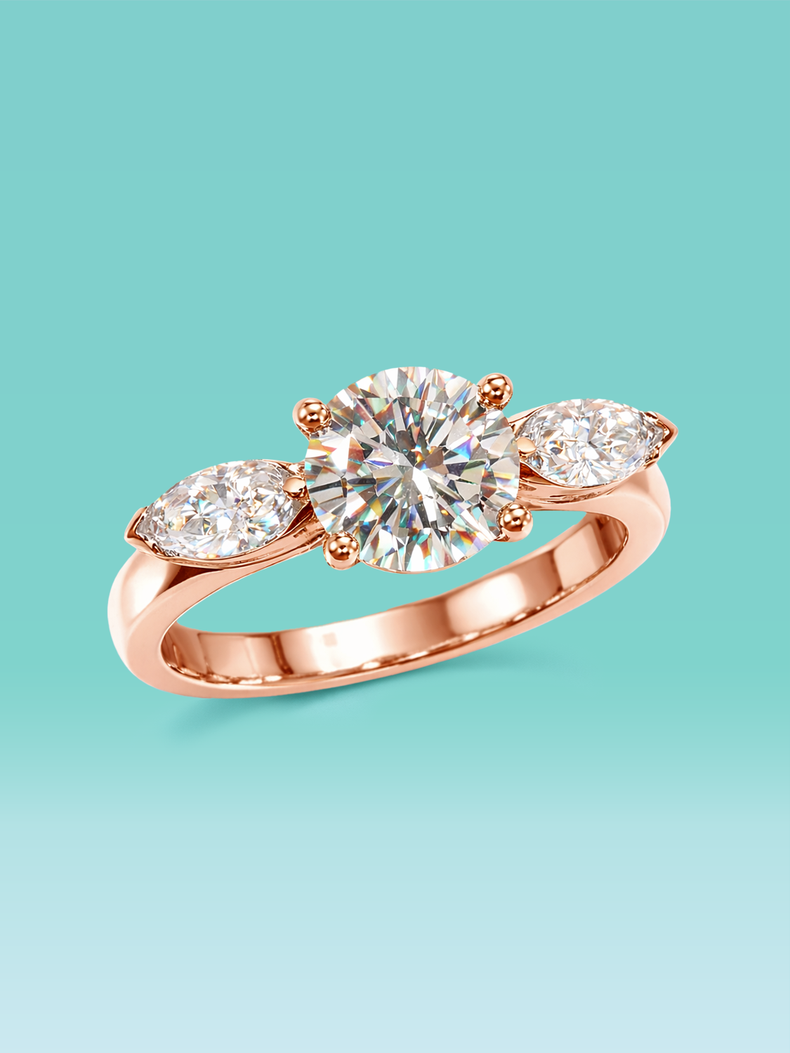 Marquise Cut Point Three-Stone Lab Diamond Ring
