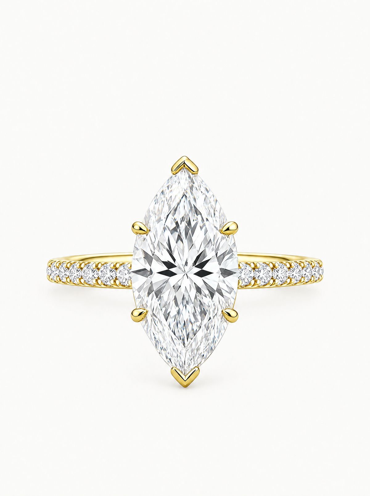 Marquise Cut Solitaire Hidden Halo Lab-Grown Diamond Engagement Ring, front view — Bow Tie Lab Diamonds