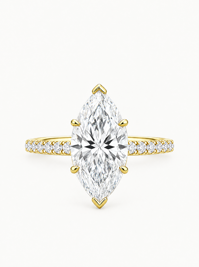 Marquise Cut Solitaire Hidden Halo Lab Grown Diamond Engagement Ring