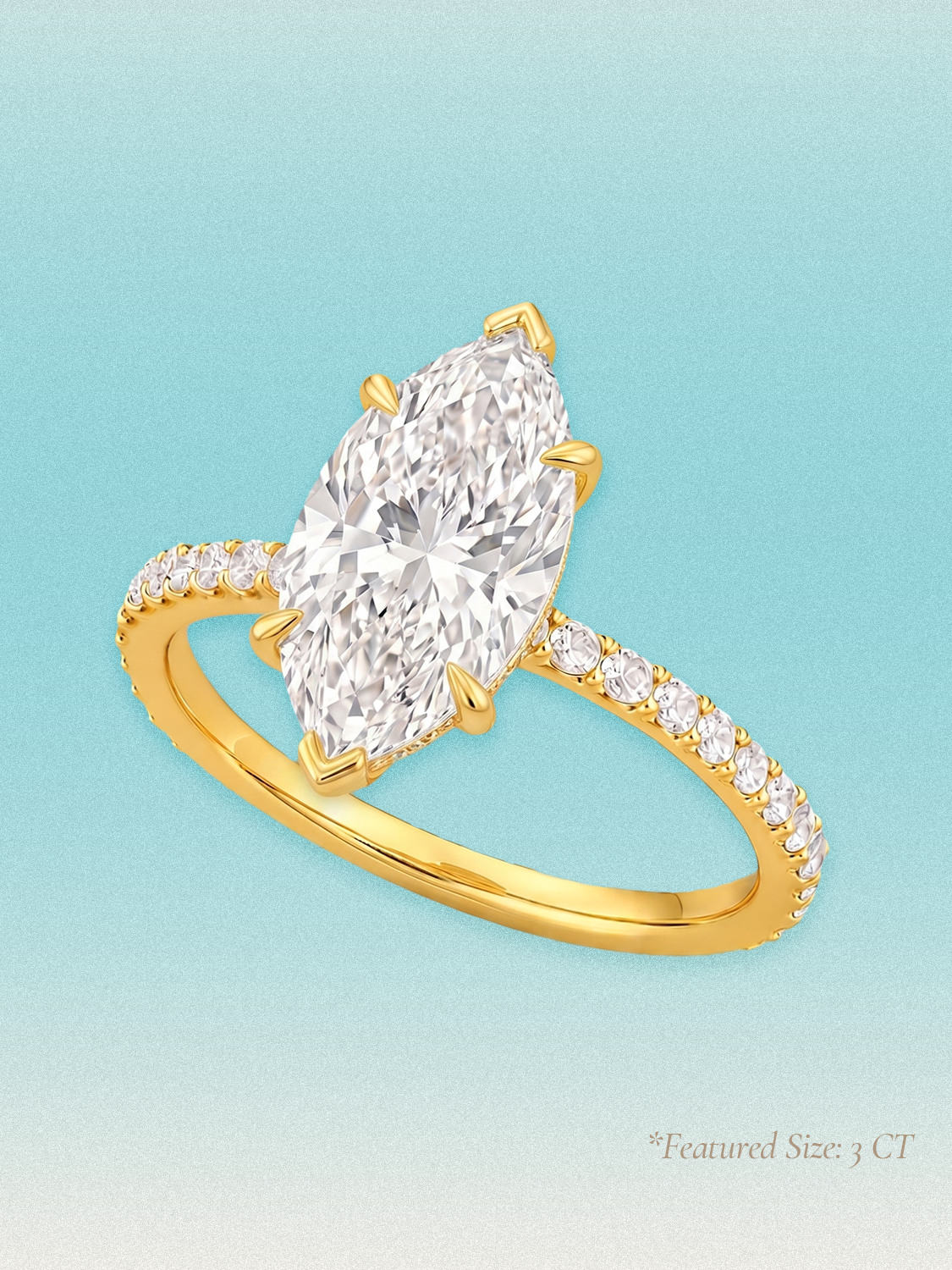 Marquise Cut Solitaire Hidden Halo Lab Grown Diamond Engagement Ring