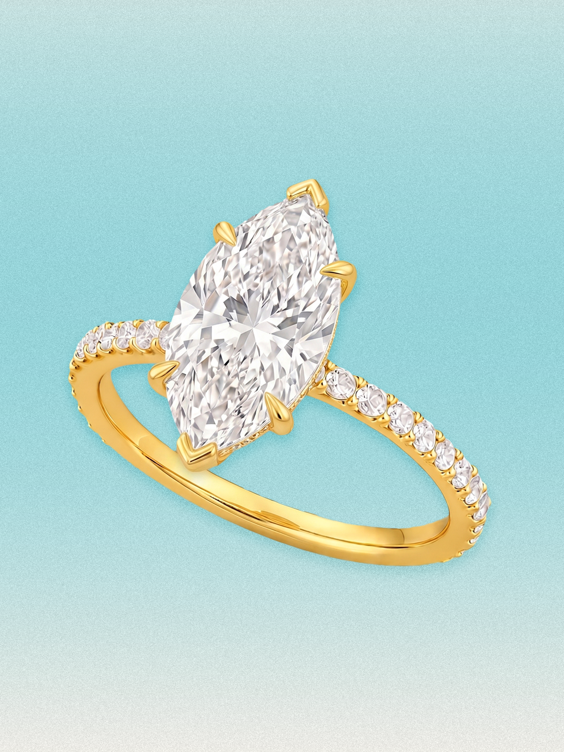 Marquise Cut Solitaire Hidden Halo Lab Grown Diamond Engagement Ring