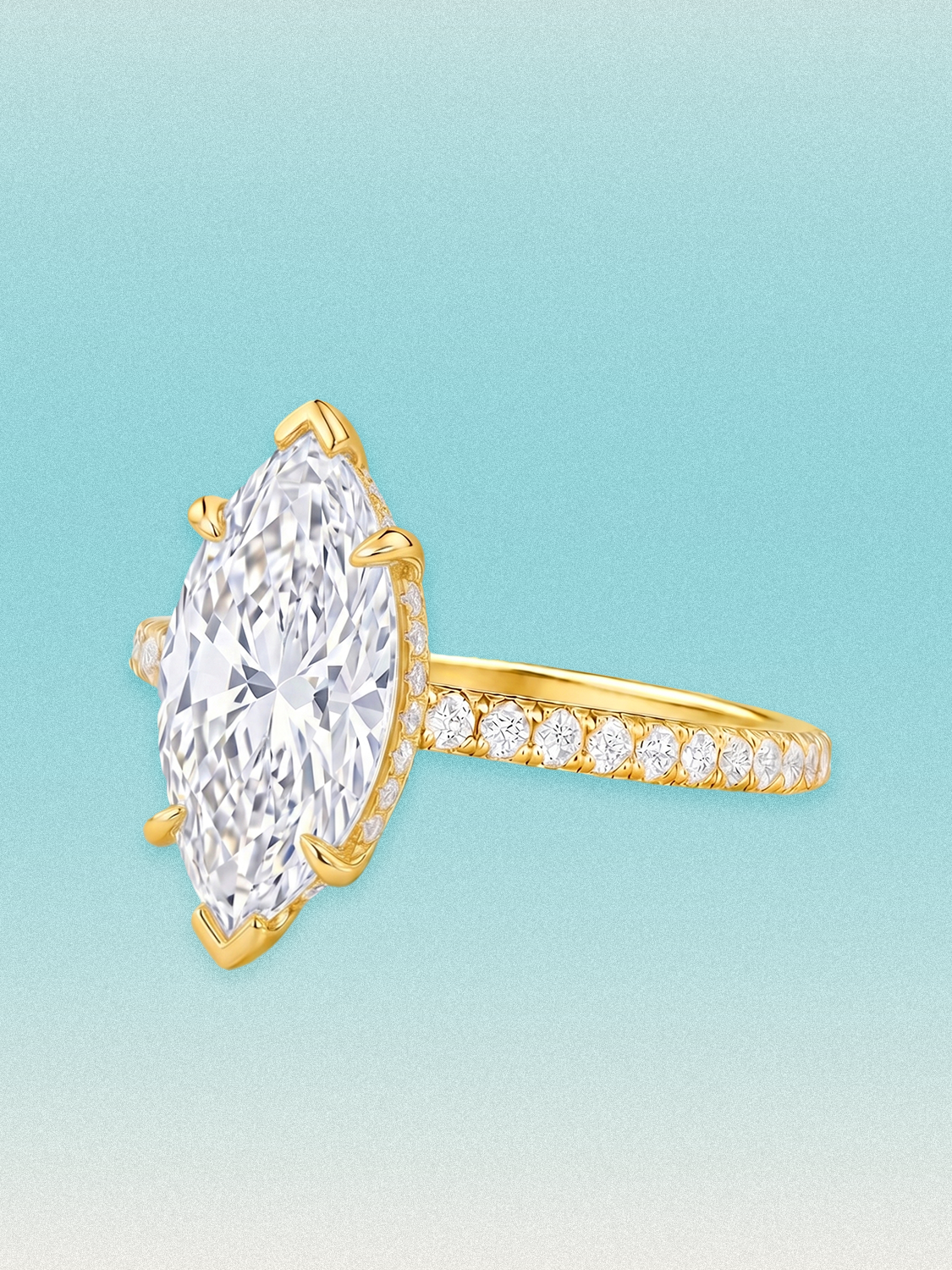 Marquise Cut Solitaire Hidden Halo Lab Grown Diamond Engagement Ring