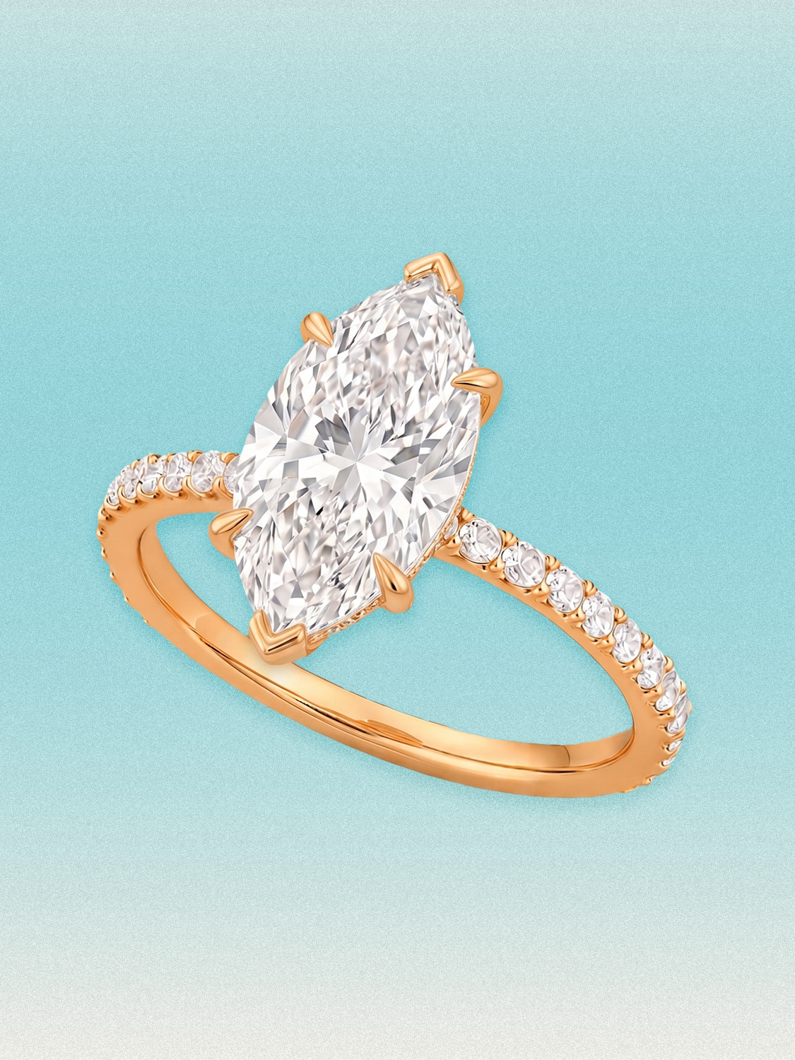 Marquise Cut Solitaire Hidden Halo Lab Grown Diamond Engagement Ring