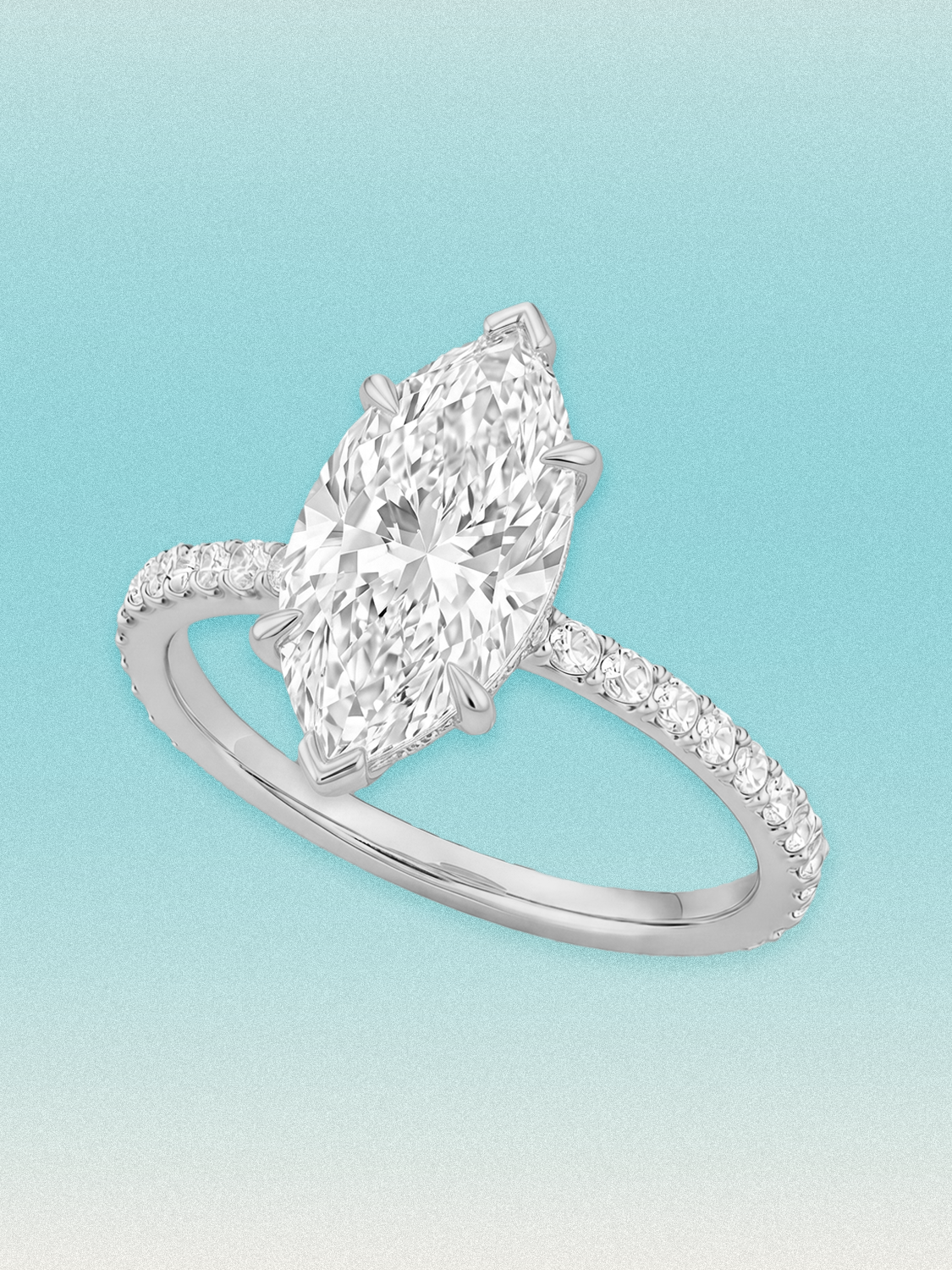 Marquise Cut Solitaire Hidden Halo Lab Grown Diamond Engagement Ring