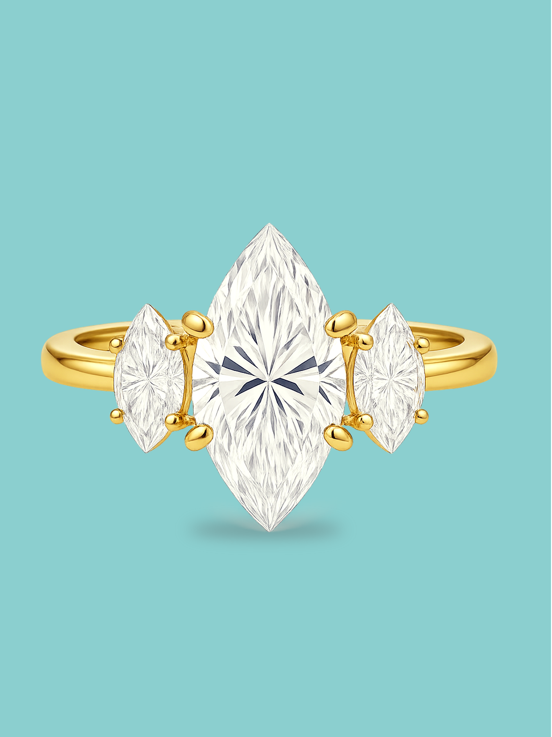 Marquise Cut Three-Stone Lab Diamond Engagement Ring