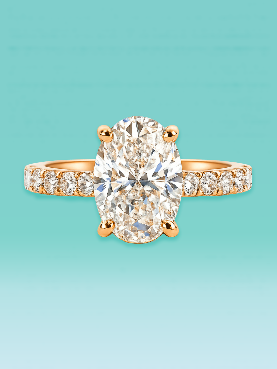 Oval Cut Lab Diamond Pavé Band Engagement Ring