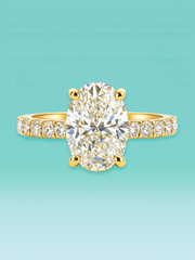 Oval Cut Lab Diamond Pavé Band Engagement Ring