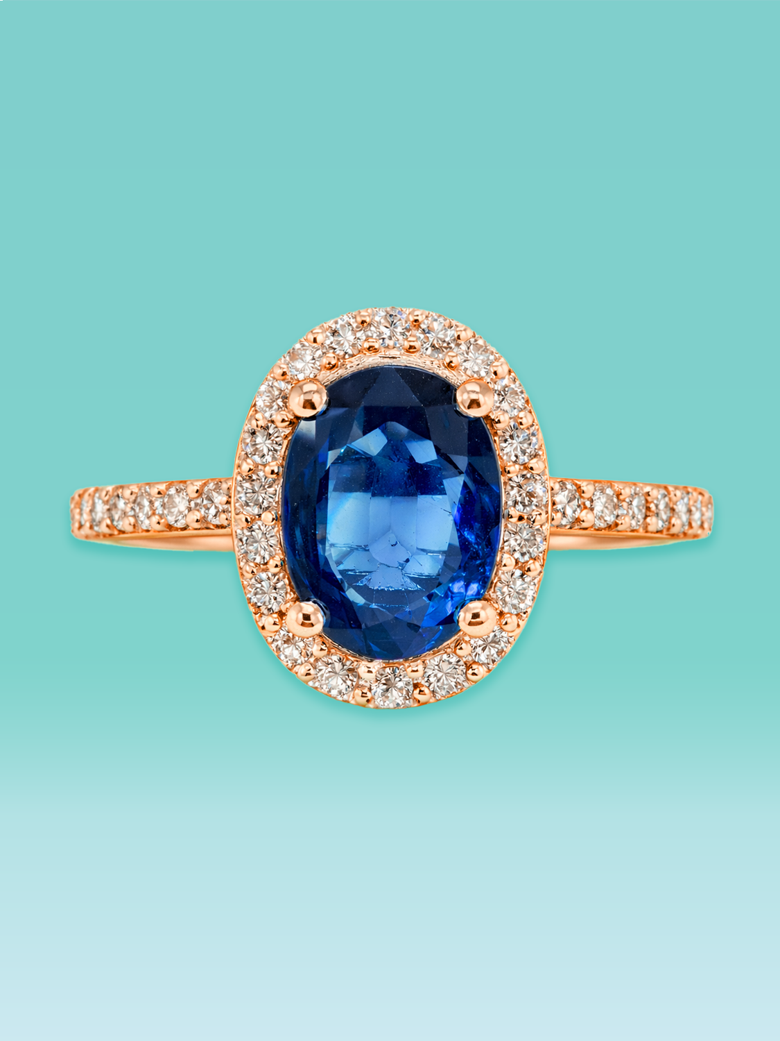 Oval Cut Sapphire Lab Diamond Meridian Halo Statement Ring