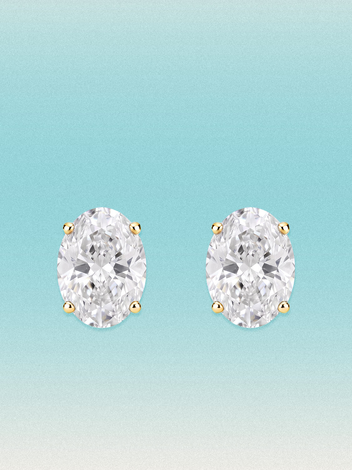 Bow Tie Lab Diamonds Oval Cut Lab Grown Diamond Stud Earrings — lab-grown diamond earrings, shown in 14K yellow gold.