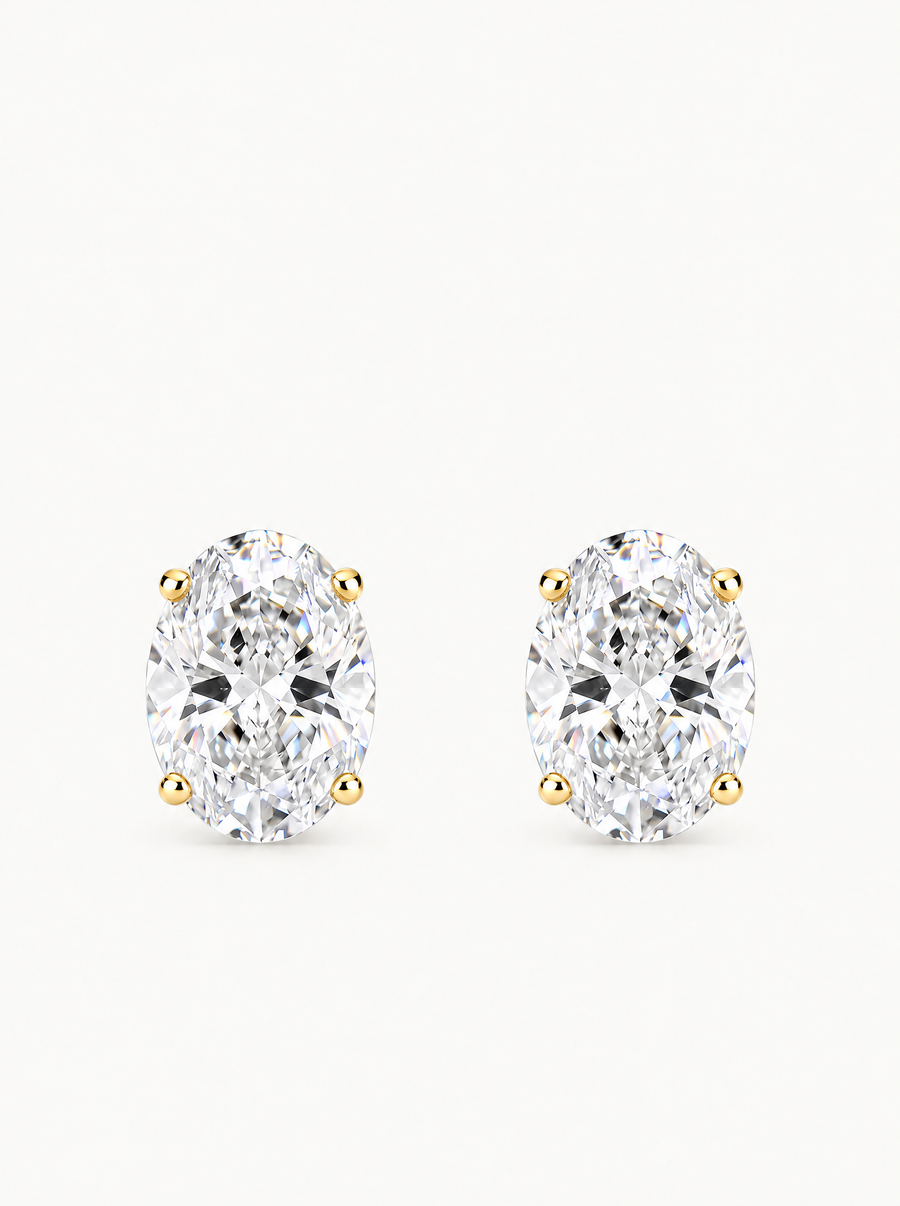 Oval Cut Lab Grown Diamond Stud Earrings