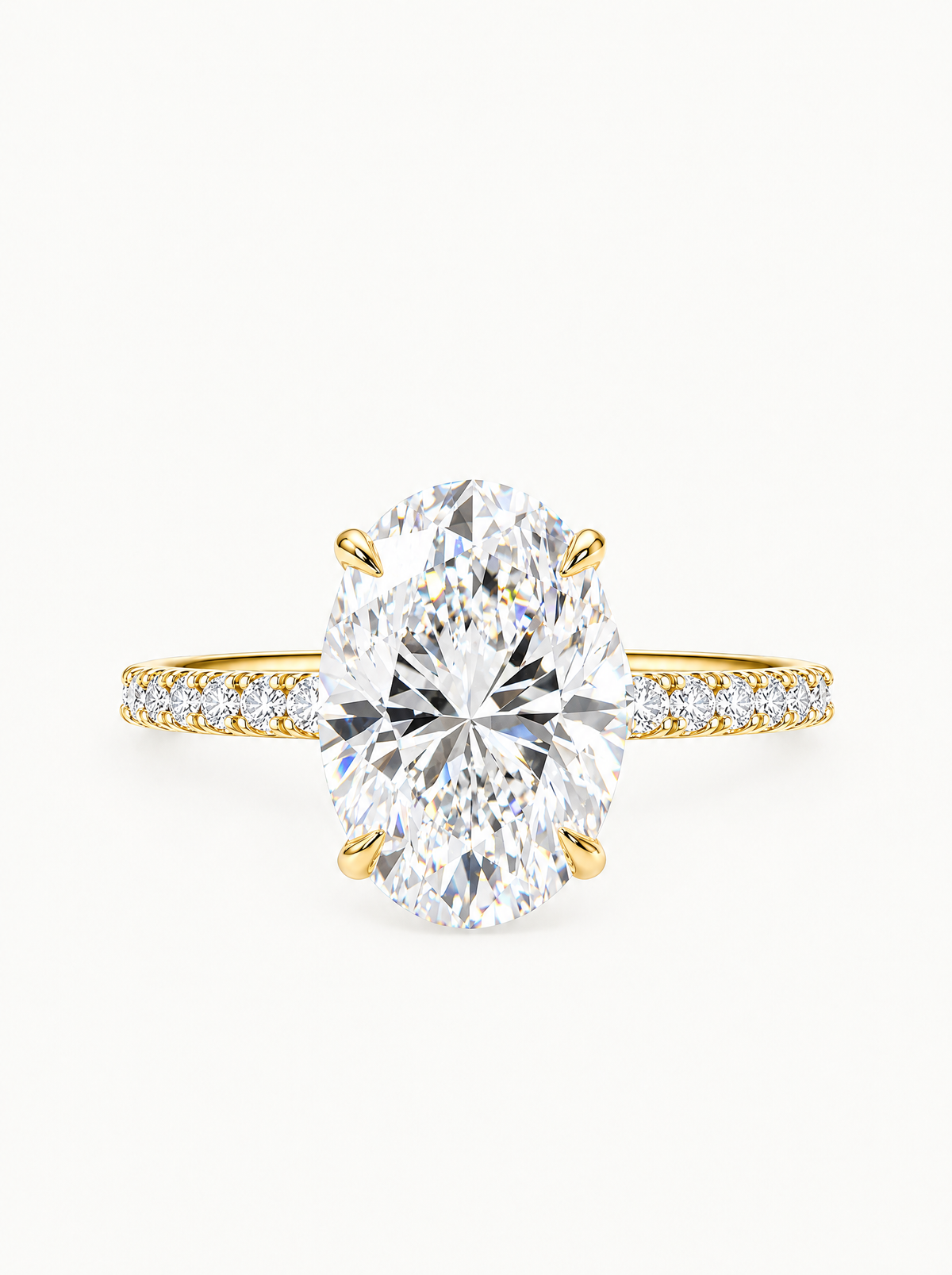 Oval Cut Solitaire Hidden Halo Lab-Grown Diamond Engagement Ring, front view — Bow Tie Lab Diamonds