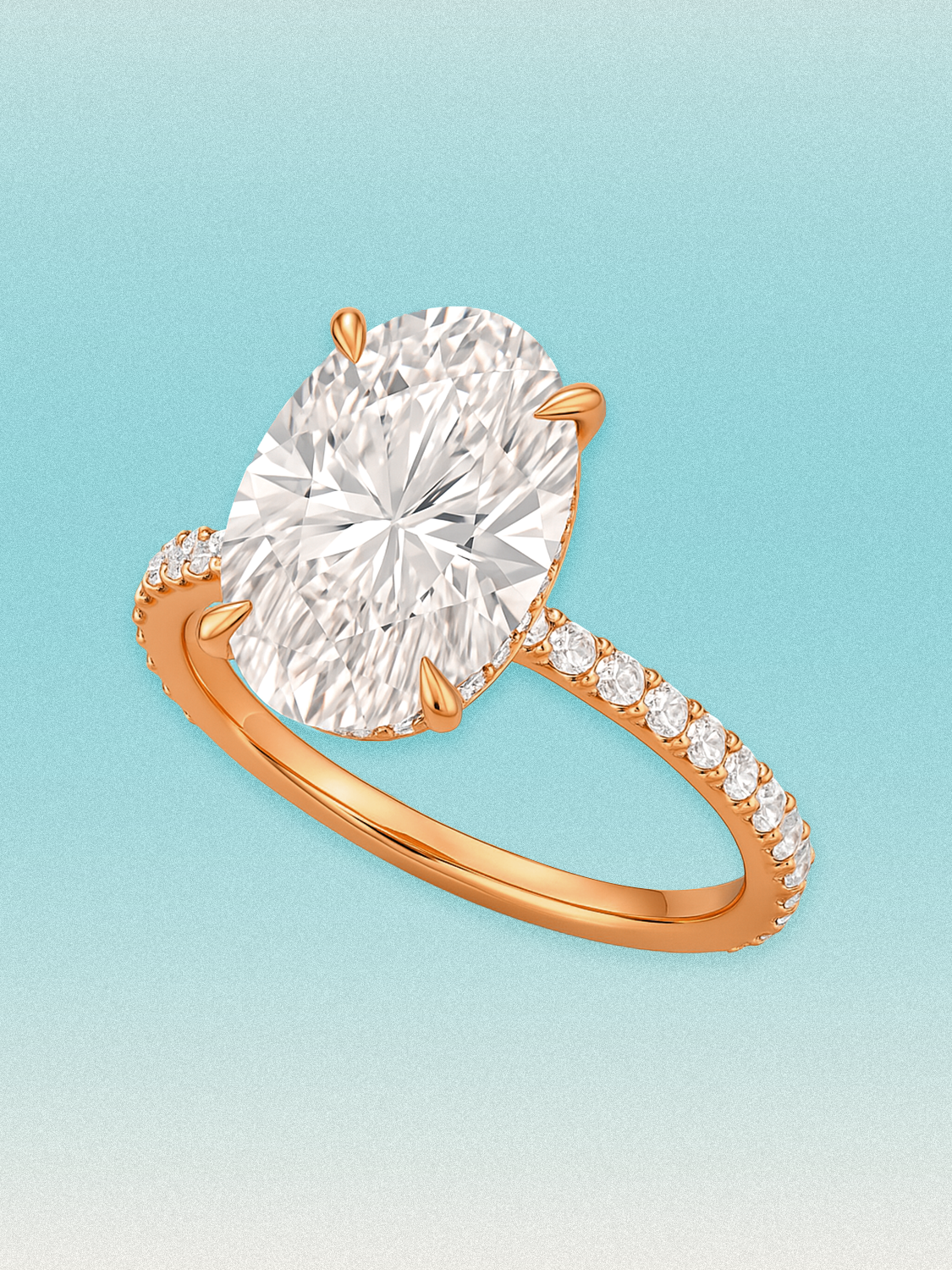 Oval Cut Solitaire Hidden Halo Lab Grown Diamond Engagement Ring