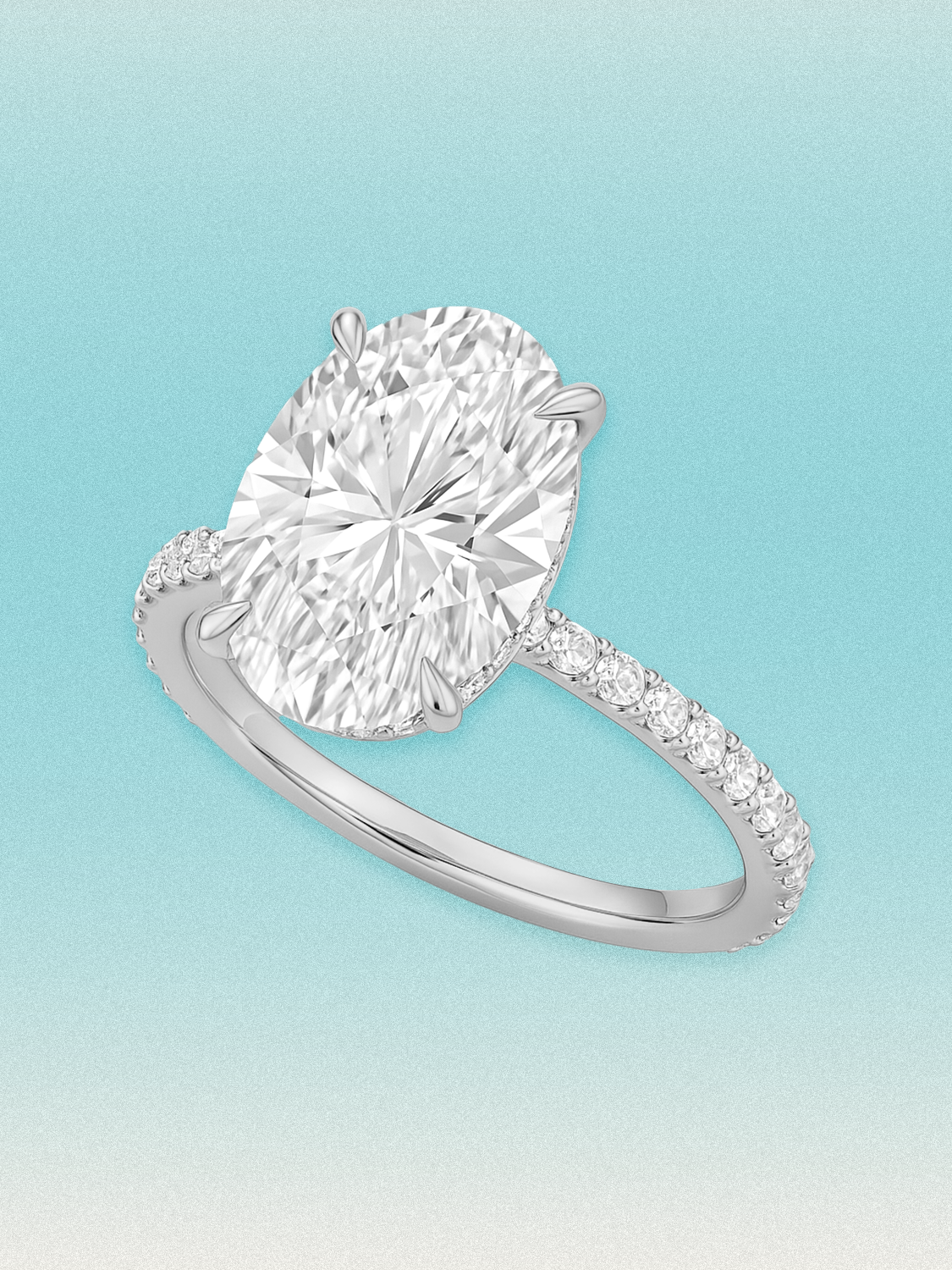 Oval Cut Solitaire Hidden Halo Lab Grown Diamond Engagement Ring