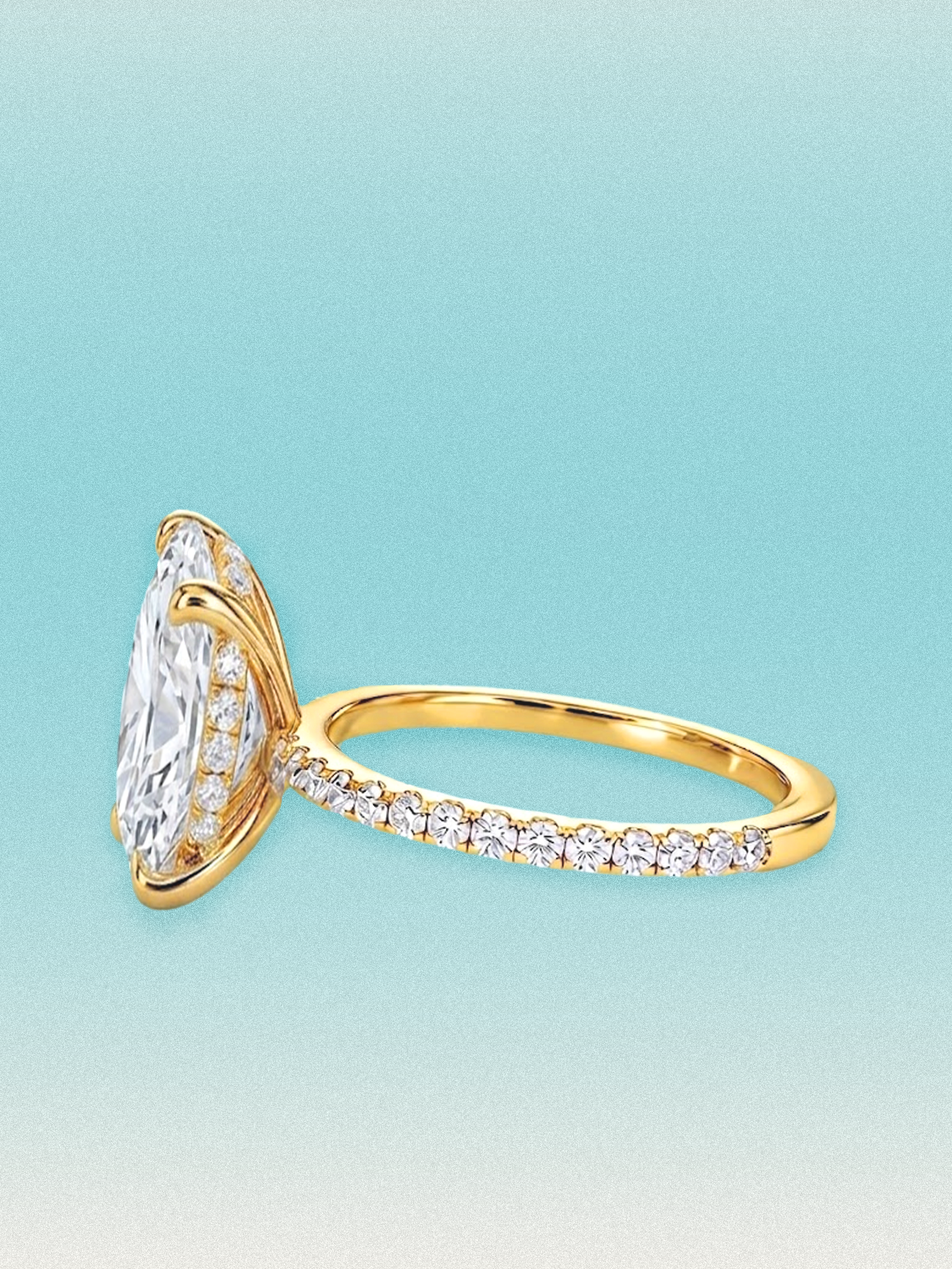 Oval Cut Solitaire Hidden Halo Lab Grown Diamond Engagement Ring