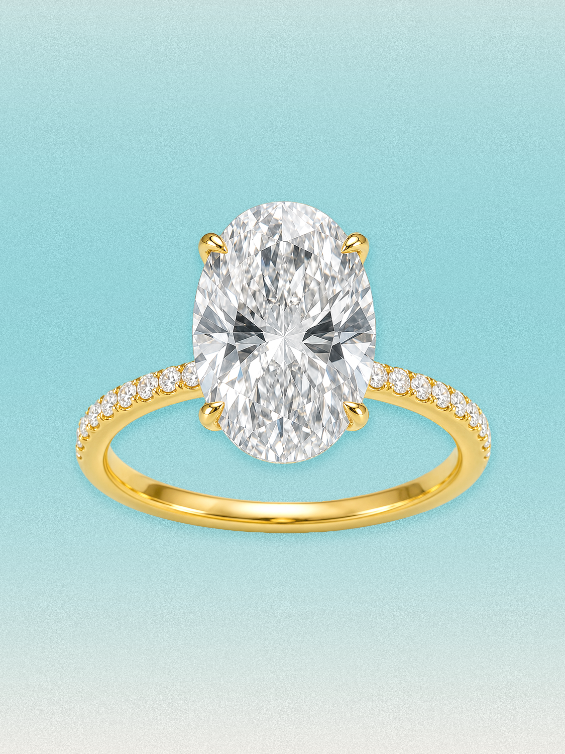 Oval Cut Solitaire Hidden Halo Lab Grown Diamond Engagement Ring