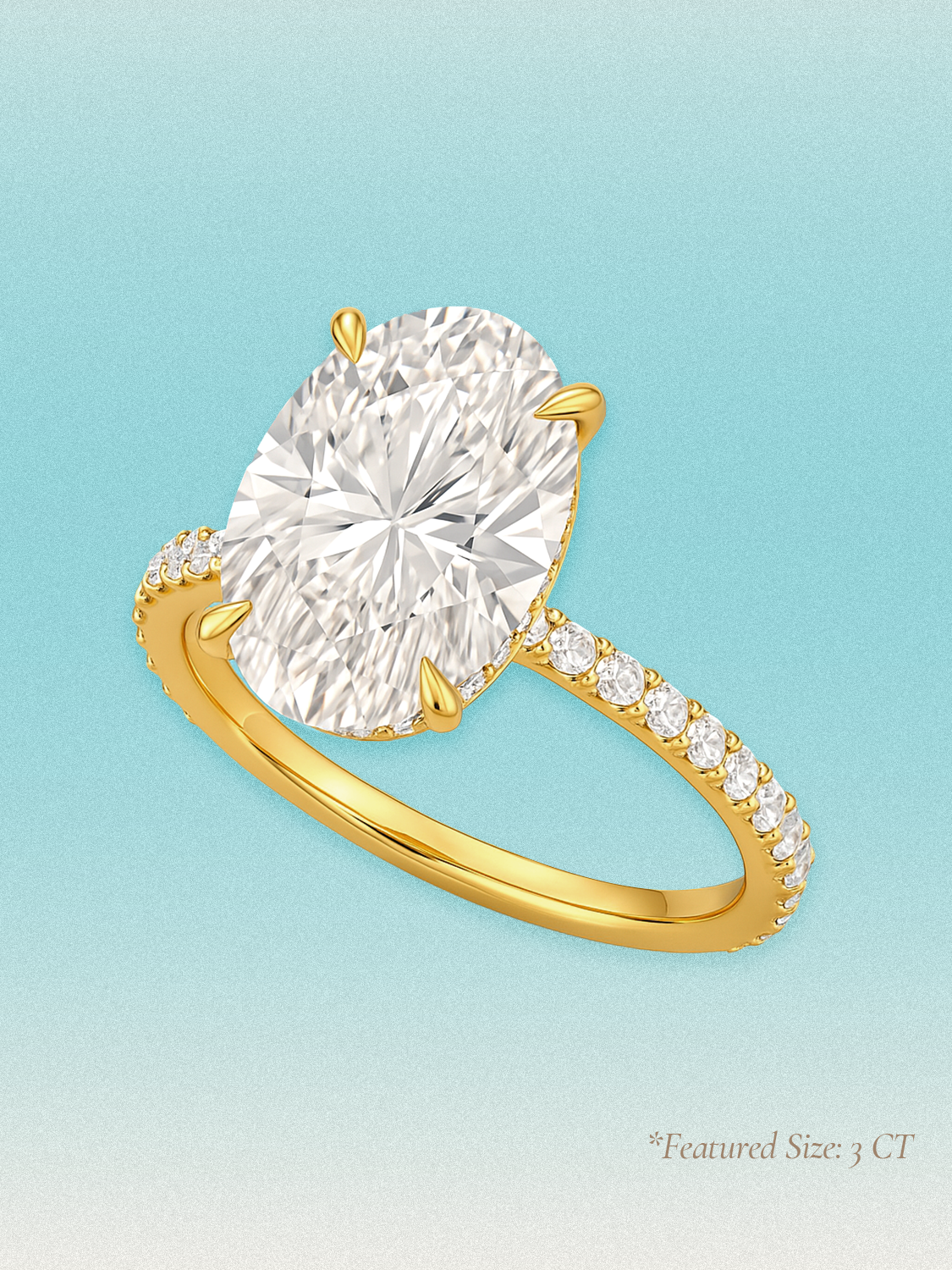 Oval Cut Solitaire Hidden Halo Lab Grown Diamond Engagement Ring