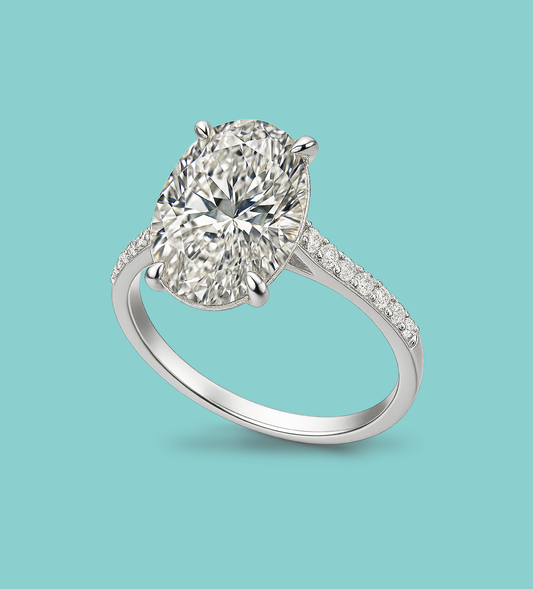 Oval Solitaire with Pavé Band