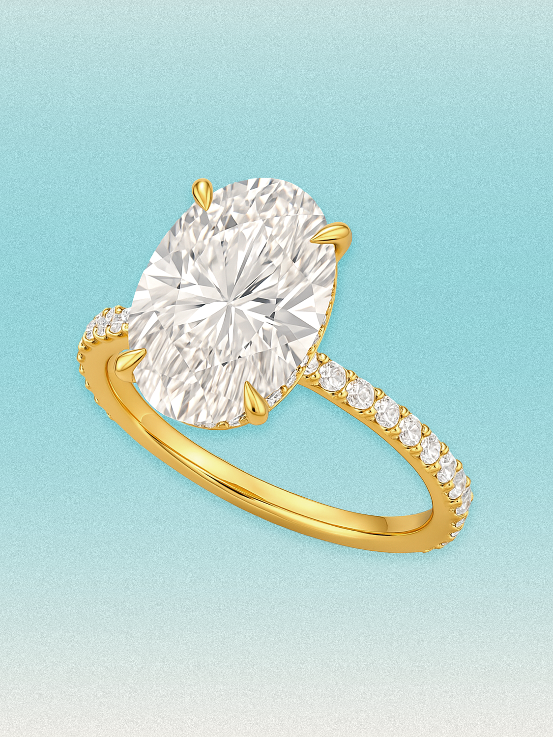 Oval Cut Solitaire Hidden Halo Lab Grown Diamond Engagement Ring