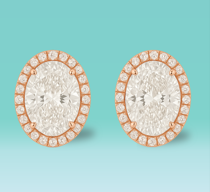 Oval Halo Pavé Diamond Studs