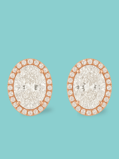 Oval Halo Pavé Diamond Studs