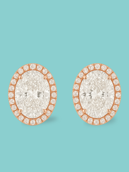 Oval Halo Pavé Diamond Studs