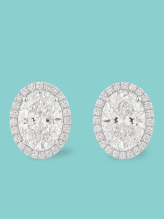 Oval Halo Pavé Diamond Studs