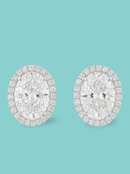 Oval Halo Pavé Diamond Studs