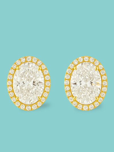 Oval Cut Halo Pavé Lab Diamond Stud Earrings