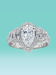 Pear Cut Cluster Pavé Halo Lab Diamond Statement Ring