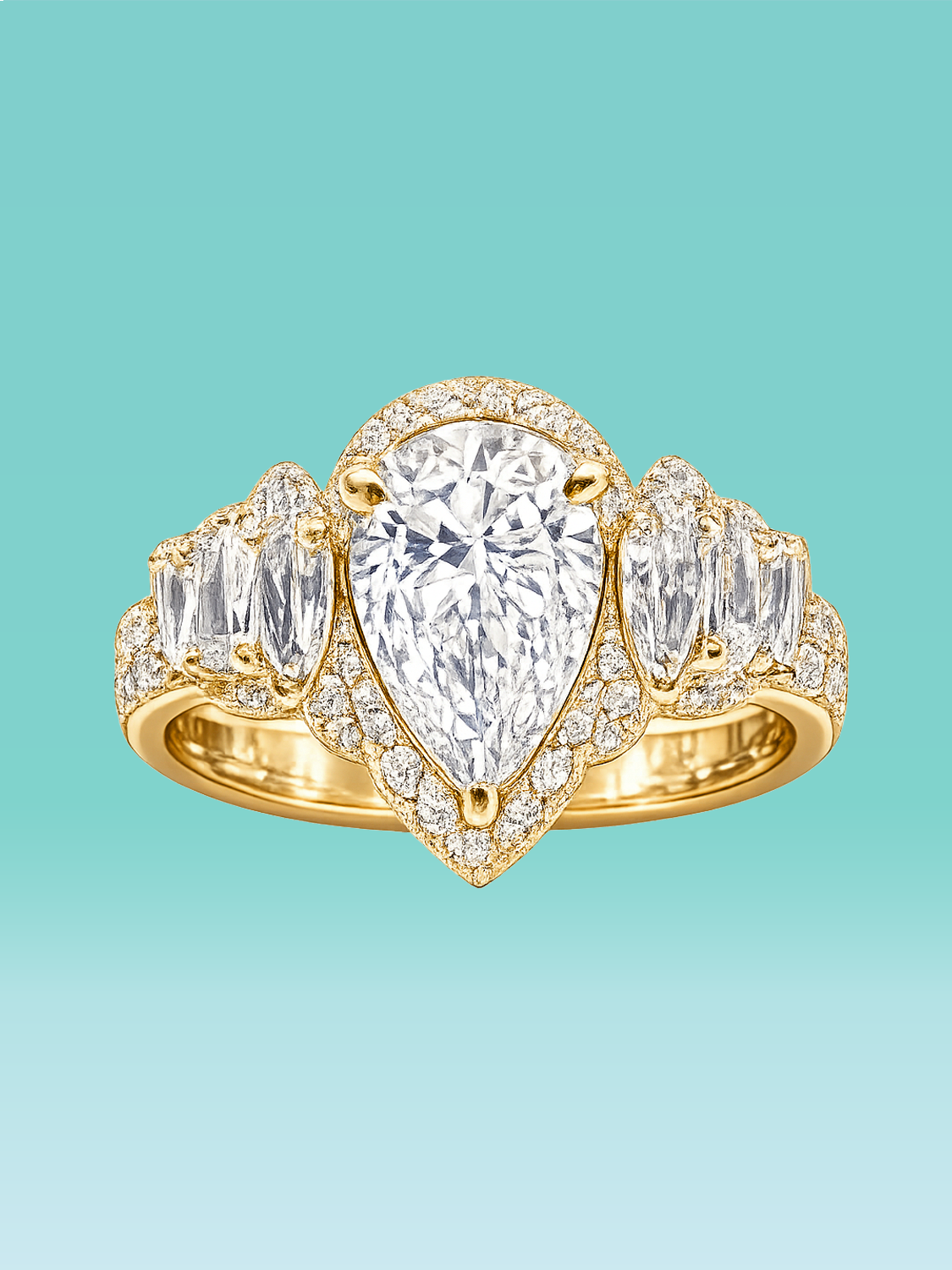 Pear Cut Cluster Pavé Halo Lab Diamond Statement Ring