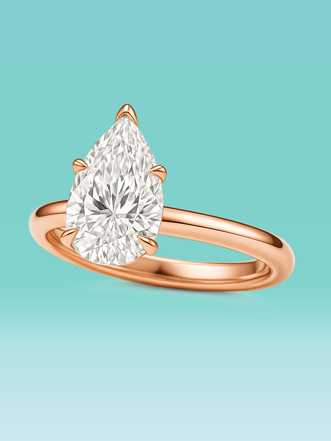 Pear Cut Solitaire Lab Diamond Engagement Ring