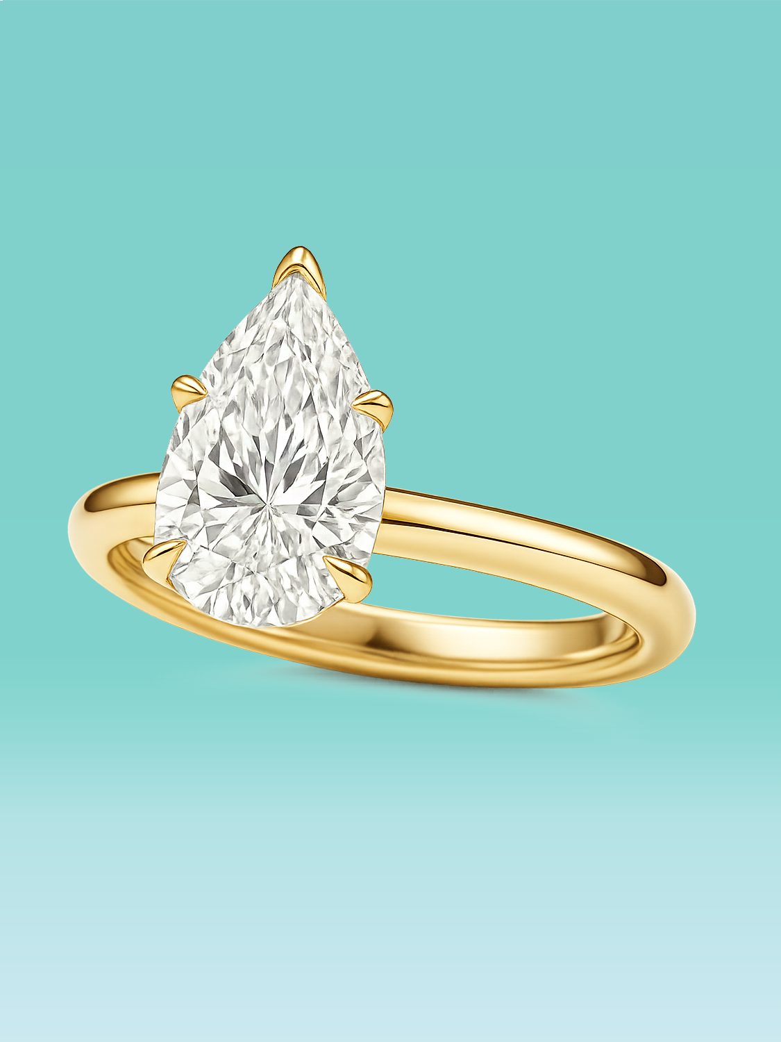 Pear Cut Solitaire Lab Diamond Engagement Ring