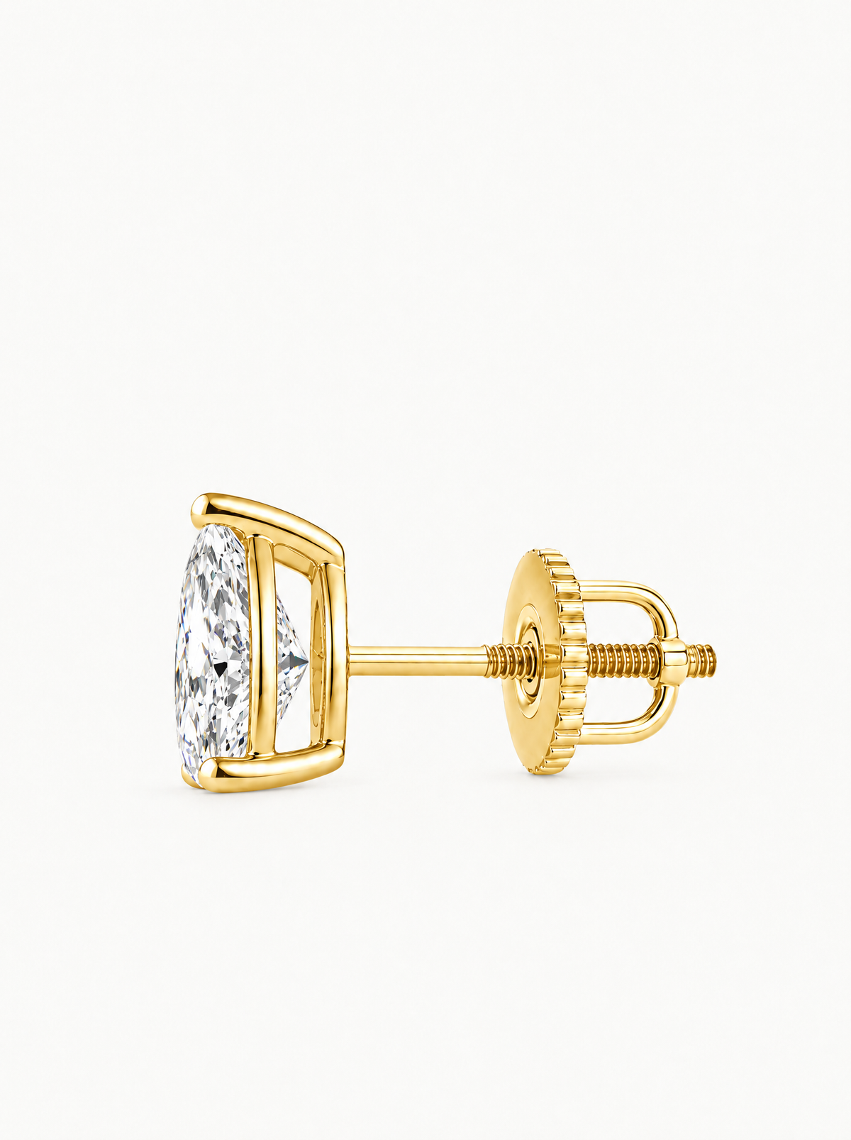 Pear Cut Lab-Grown Diamond Stud Earrings, with screw back earring backs — Bow Tie Lab Diamonds