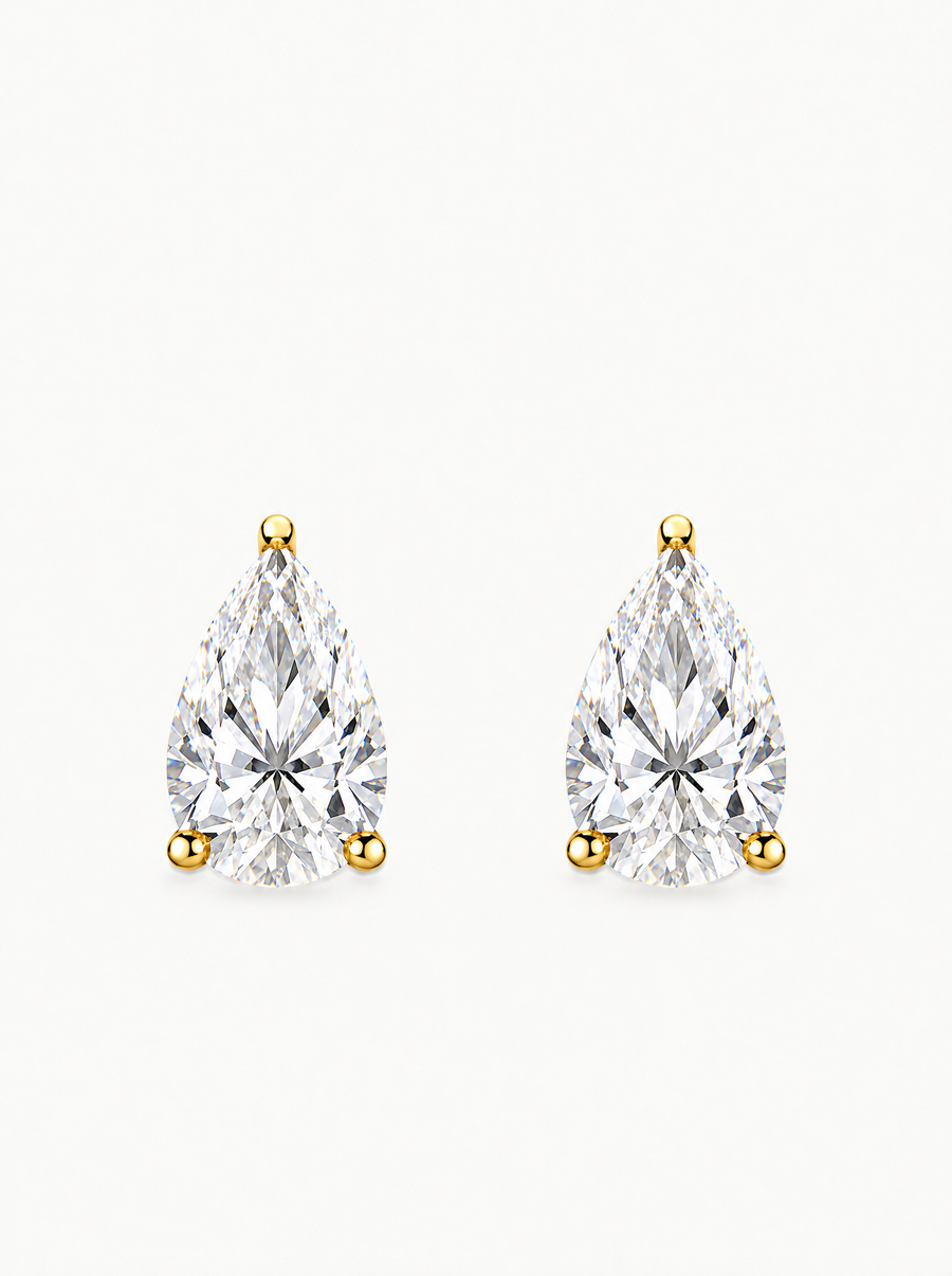 Pear Cut Lab Grown Diamond Stud Earrings
